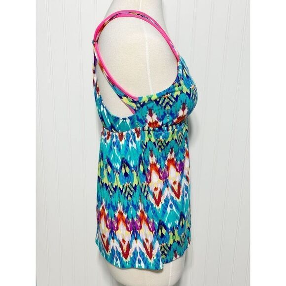 Pink Republic Womens Geometric Racerback Top Sleeveless‎ Blue Pink Size Medium - Picture 5 of 10